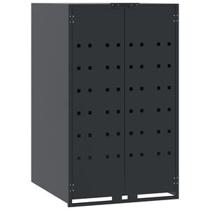 vidaXL Armazenamento de lixeira com rodas para lixeira individual antracite 69x79x117 cm a&ccedil;o