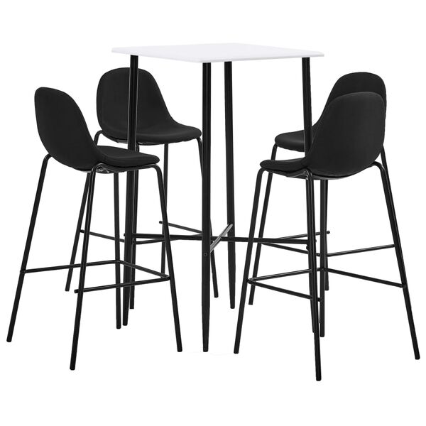 vidaXL 5 pcs conjunto de bar tecido preto