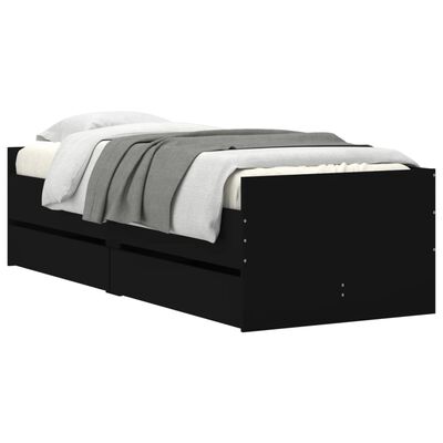 vidaXL Estrutura cama de solteiro pequena c/ gavetas 75x190 cm preto