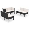 vidaXL 6 pcs conjunto lounge de jardim c/ almofad&otilde;es vime PE preto