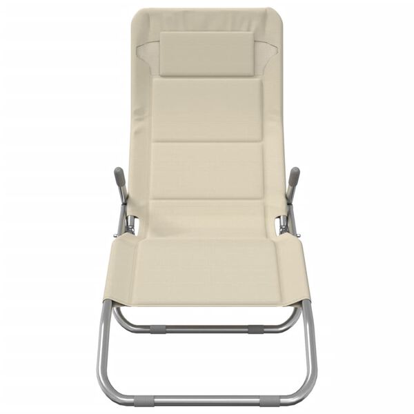 vidaXL Espregui&ccedil;adeiras dobr&aacute;veis 2 pcs textilene e a&ccedil;o cor creme