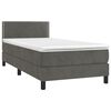 vidaXL Cama box spring c/ colch&atilde;o/LED 90x190 cm veludo cinzento-escuro