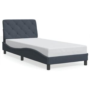 vidaXL Estrutura de cama sem colch&atilde;o 90x190 cm veludo cinzento-escuro