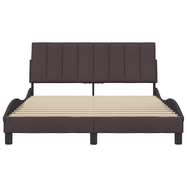 vidaXL Estrutura de cama sem colch&atilde;o Hanko 140x190 cm tecido castanho-escuro
