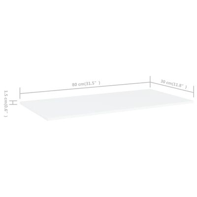 vidaXL Prateleiras para estante 8 pcs 80x30x1,5cm contraplacado branco