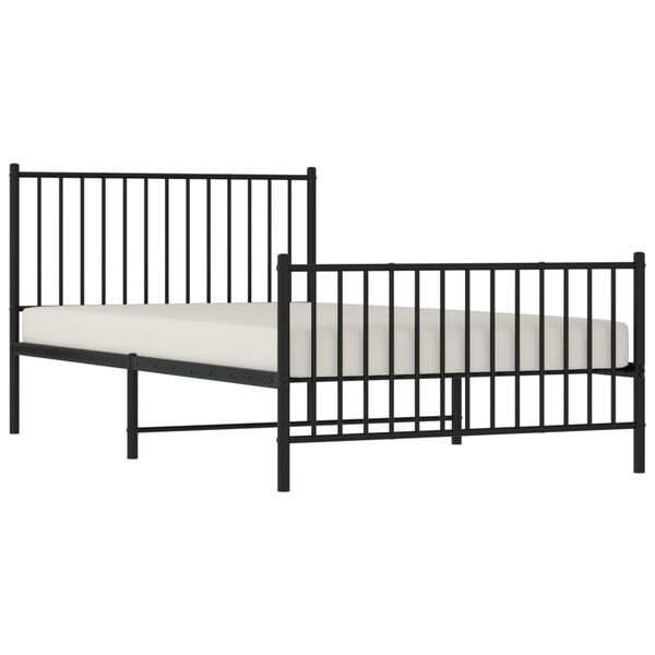 vidaXL Estrutura de cama com cabeceira e pés 107x203 cm metal preto