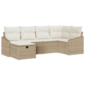 vidaXL Conjunto de Sof&aacute;s com almofada 7 pcs vime PE