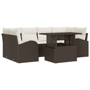 vidaXL Conjunto de Sof&aacute; de Jardim 7 pcs Castanho Rattan Sint&eacute;tico