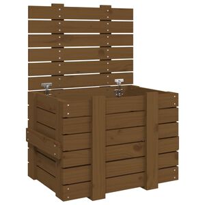 vidaXL Caixa de arruma&ccedil;&atilde;o 58x40,5x42 cm pinho maci&ccedil;o castanho mel