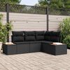 vidaXL Conjunto de Sof&aacute; de Jardim com almofada 4 pcs Preto Polirattan