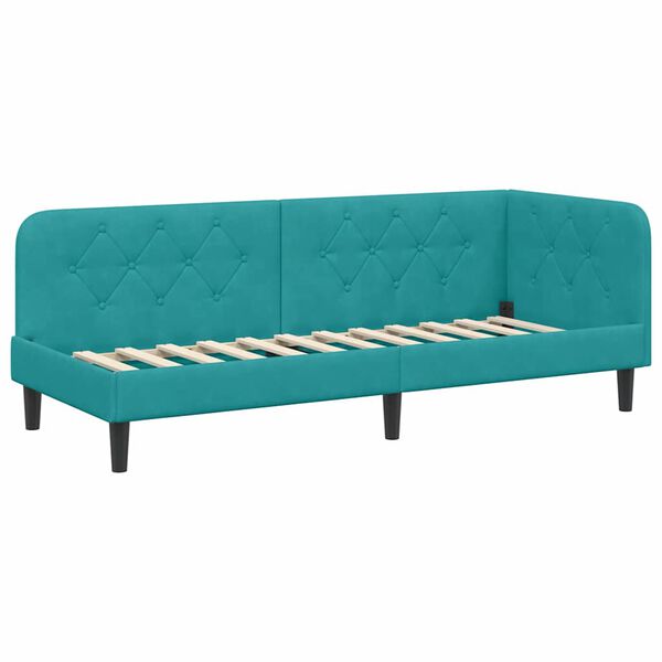 vidaXL Estrutura de Cama de Canto Turquesa 80 x 200 cm Veludo