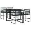 vidaXL 5 pcs conjunto de jantar p/ jardim vime PE preto