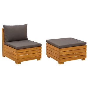 vidaXL Conjunto de Lounge de Jardim com almofada 2 Pe&ccedil;a Castanho