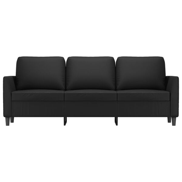 vidaXL Sof&aacute; de 3 lugares 180 cm couro artificial preto