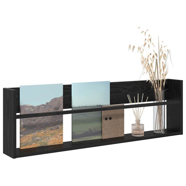 vidaXL Estante de Revistas Carvalho Preto 100 x 12 x 30 cm