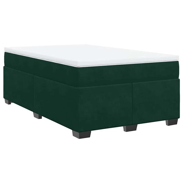 vidaXL Cama boxspring com colch&atilde;o 120x200 cm veludo verde-escuro