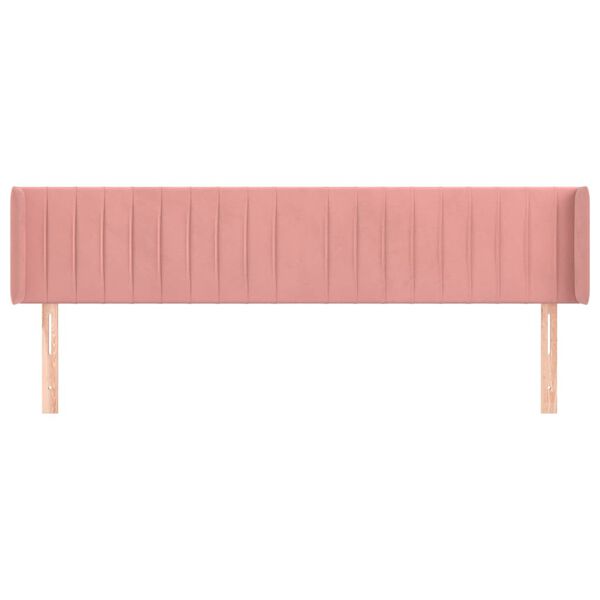 vidaXL Cabeceira de cama c/ abas veludo 183x16x78/88 cm rosa