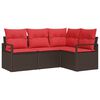 vidaXL Conjunto de Sof&aacute; de Jardim 4 pcs Marrom e Vermelho vime PE
