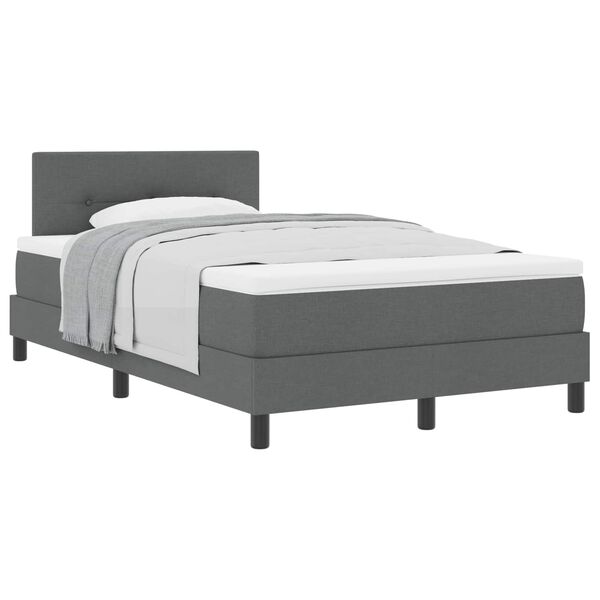 vidaXL Cama Box com colch&atilde;o Cinza Escuro 120 x 190 cm tecido