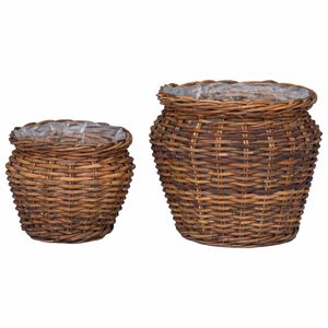 vidaXL Cesta de Plantador 2 pcs Castanho Rattan Lacak