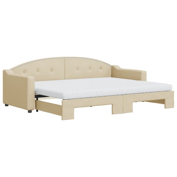 vidaXL Sof&aacute;-cama c/ gavet&atilde;o e colch&otilde;es 80x200 cm tecido cor creme