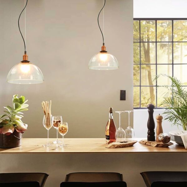 vidaXL Candeeiros de teto 2 pcs 30 cm E27 redondo transparente