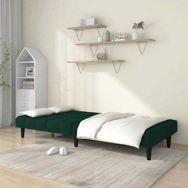 vidaXL Sof&aacute;-cama de 2 lugares veludo verde-escuro