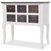 vidaXL Mesa consola com 6 gavetas castanho e branco madeira