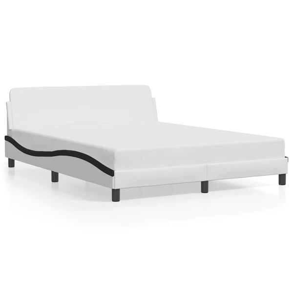 vidaXL Estrutura de cama Dover 160x200 couro artif. branco/preto