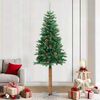 vidaXL Árvore de Natal fina madeira e pinhas genuínas 210 cm PVC verde
