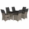vidaXL 7 pcs conjunto de jantar p/ jardim c/ almofad&otilde;es vime PE cinza
