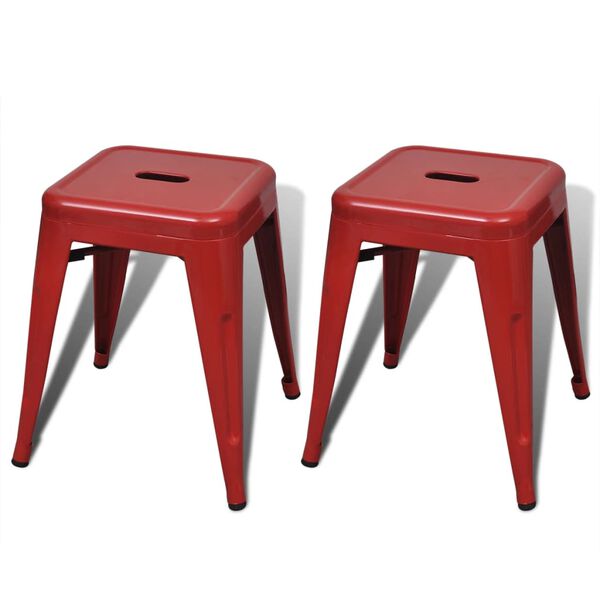 vidaXL Bancos empilh&aacute;veis 2 pcs metal vermelho