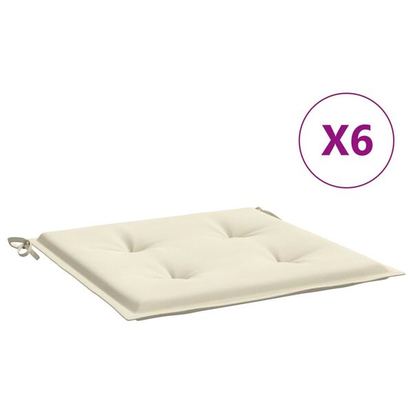vidaXL Almofad&otilde;es p/ cadeiras de jardim 6 pcs tecido oxford creme