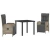 vidaXL Conjunto de Jantar para Jardim 3 unid. Cinzeto vime PE
