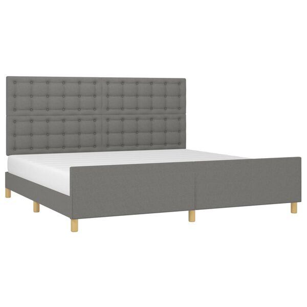 vidaXL Estrutura de cama sem colch&atilde;o 200x200 cm tecido cinzento-escuro
