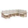 vidaXL Conjunto de Sof&aacute;s para Exterior 8 unid. Natural e Branco Creme