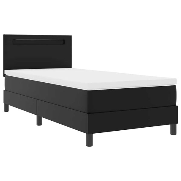vidaXL Cama Box com colch&atilde;o Preto 90 x 200 cm Couro sint&eacute;tico