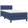 vidaXL Cama box spring c/ colch&atilde;o e LED 90x200 cm tecido azul