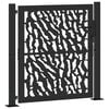 vidaXL Port&atilde;o de jardim preto 100x100 cm a&ccedil;o com design de rastros