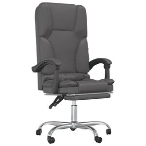 vidaXL Cadeira massagens escrit&oacute;rio reclin&aacute;vel couro artificial cinza
