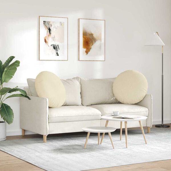 vidaXL Almofadas de Assento 2 pcs Creme &Oslash;80 x 29 cm tecido