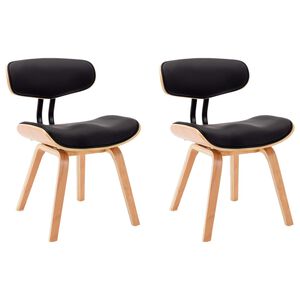vidaXL Cadeiras jantar 2 pcs madeira curvada e couro artificial preto