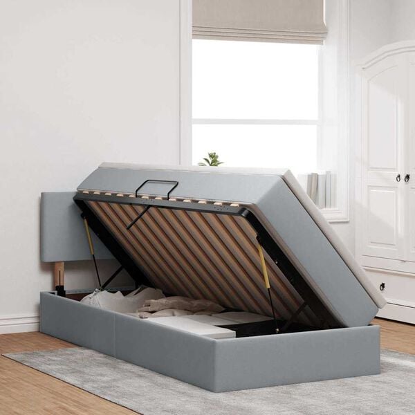 vidaXL Cama com arruma&ccedil;&atilde;o e colch&atilde;o Cinzento-claro 100 x 200 cm