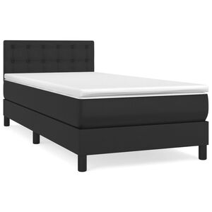 vidaXL Cama com molas/colch&atilde;o 90x190 cm couro artificial preto