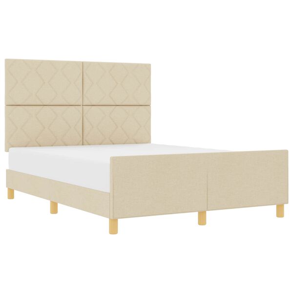 vidaXL Estrutura da Cama com cabeceira Creme 160 x 200 cm tecido