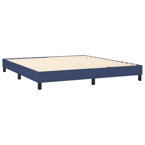 vidaXL Cama com molas/colch&atilde;o 160x200 cm tecido azul