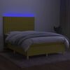 vidaXL Cama box spring c/ colch&atilde;o e LED 140x200 cm tecido verde