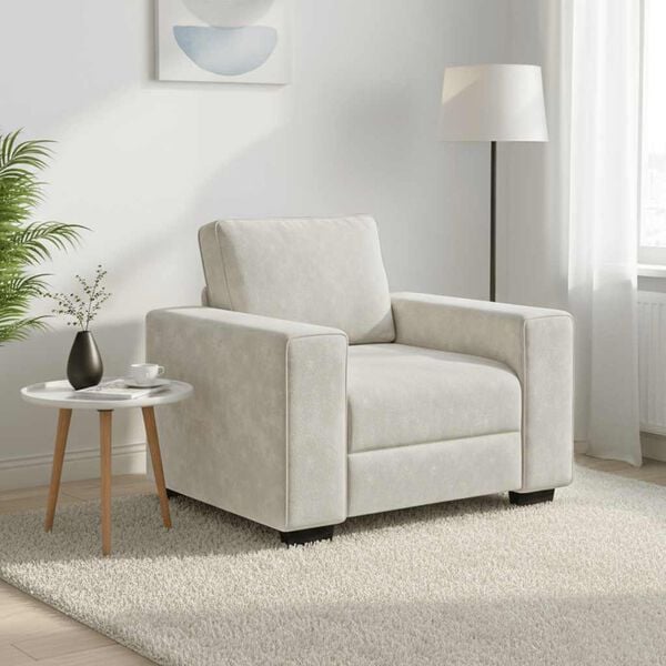 vidaXL Poltrona 100x77x82 cm veludo creme