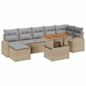 vidaXL Conjunto de Sof&aacute; de Jardim 8 pcs bege e cinzento claro