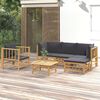 vidaXL 6 pcs conjunto lounge jardim bambu c/ almofad&otilde;es cinza-escuro